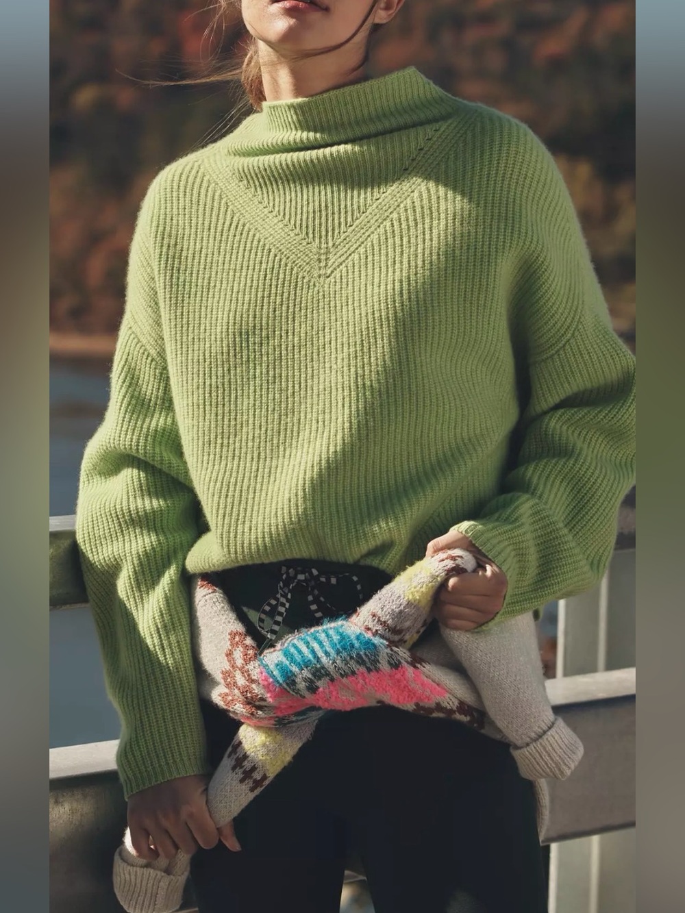 ANTHROPOLOGIE Women’s The Enza Ribbed Cashmere Sweater Crop Long-Sleeve Size XS